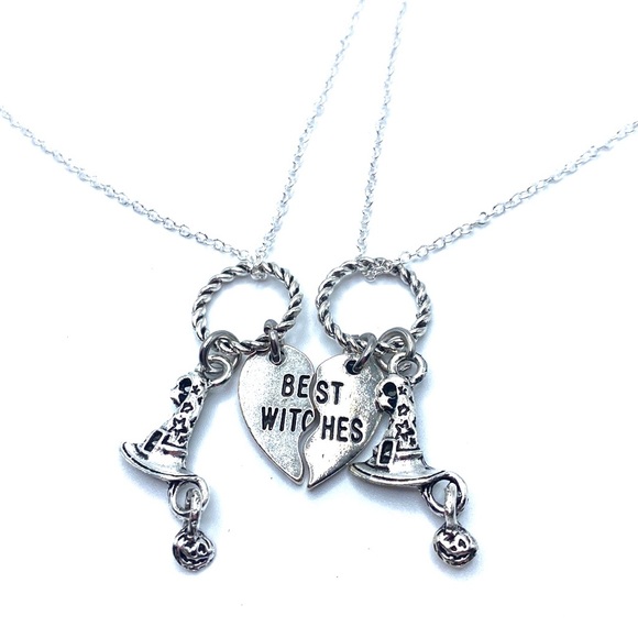 Best Witches Necklaces Set Of 2 Halloween Witch Friends Gift - Picture 7 of 8
